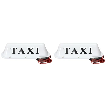 5X לבן עמיד למים מונית מגנטי הבסיס גג המכונית מונית שלט LED מנורת אור 12V PVC