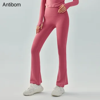 Antibom יוגה מתרחבים של נשים גבוהה המותניים ואת האגן מזדמן מיני הזיקוק מכנסיים למתוח רזה כושר רחב הרגל המכנסיים