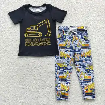 BSPO0132kids בגדי ילדים סטים לתינוק החופר שחור עם שרוול קצר כחול חליפת מכנסיים התינוק בגדים מערביים בוטיק להגדיר