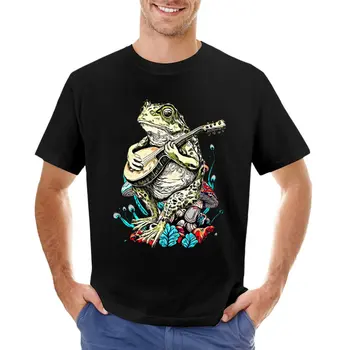 Cottagecore אסתטי צפרדע משחק בנג ' ו על פטריות חמוד חולצה במשקל כבד חולצות מותאם אישית חולצות טי שירט לגברים