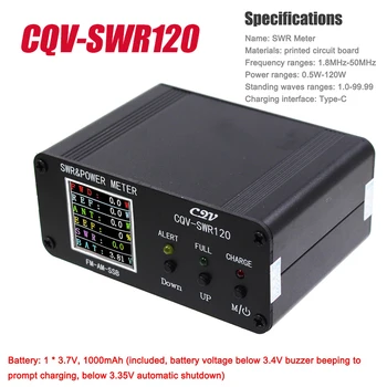 CQV-SWR120 נייד גל עומד מטר 240 * 240 צבע מלא תצוגת HD FM-AM-SSB חיווי LED 120W High גל עומד אזעקה