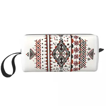 Kabyle Amazigh דפוס תיק האיפור נשים נסיעות קוסמטיים ארגונית חמוד ברבר אמנות סמל אחסון רחצה שקיות ערכת הרחצה תיק קופסה