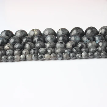 LanLi 4/6/8/10/12mm אופנה טבעי תכשיטים גריי פלאש אבן חרוזים מתאים DIY נשים צמיד שרשרת