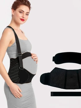 NewSpecial בטן אכפת לי חגורה לנשים בהריון כפול תמיכה בחזרה הבטן סד רצועת כתף המותניים מתכווננת שחור M-XXL