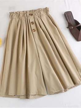 SURMIITRO אופנה 2021 קיץ סגנון קוריאני כותנה רחב הרגל Capris נשים מכנסיים קצרים אלסטיות גבוה באד המותניים מכנסיים קצרים חצאיות נקבה