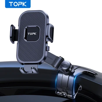 TOPK הרכב מחזיק טלפון עבור לוח המחוונים [רב-זוויות&יציב] מתכוונן נייד טלפון המכונית הר אנטי להחליק סיליקון קליפ עבור טלפון חכם