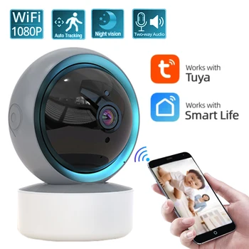 Tuya Wifi IP מצלמת 1080P צג התינוק 360° PTZ תנועה לאתר אודיו 2 דרך ראיית לילה ONVIF מצלמת מעקב מיני מצלמות וידאו