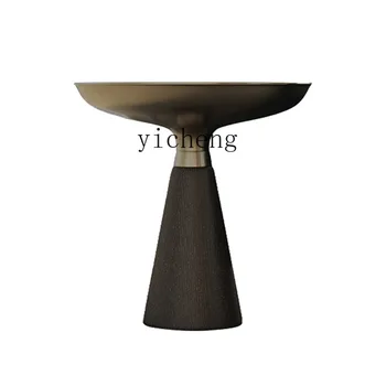ZC מעץ מלא, שולחן צד עגול קטן בצד השולחן בפינת השולחן הביתה מעצב זכוכית מחוסמת, שולחן צד, שולחן צד