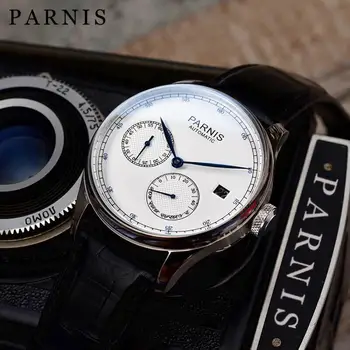 אופנה Parnis 43mm לבן חיוג אוטומטיות שעון ספורט כוח מילואים מכני לוח שעונים לגברים montre לוקס homme 2023