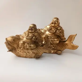 אספקת טהור פליז הבטן הגדולה בודהה מאיטריה אמנות קישוטי זהב שולח ברכה פנג שואי המזל מחייך בודהה Decorati