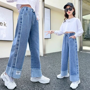 בנות ג 'ינס לנערות צבע מוצק ילדים ג' ינס חדש סתיו ילדים ג ' ינס סגנון מקרית בגדי ילדים 6 8 10 12 14 שנים