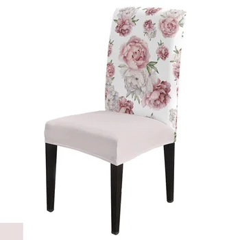 בציר פרחים ורוד, אדמונית לבנה האוכל הכיסא מכסה ספנדקס נמתח כיסוי מושב לחתונה מטבח אירועים מסיבת מושב מקרה