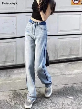 גבוהה המותניים ג ' ינס לנשים התפשטה אופנה כל-התאמת שיפוע Harajuku תלמידת בית ספר אסתטי מזג מכנסיים הגברת ישבנים