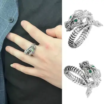 גברים טבעת פתיחת מגמה אישיות מתנה מגניבה כסף-צבע מתפתל דרקון לונג טבעת אצבע טבעת לגבר תכשיטים אביזר