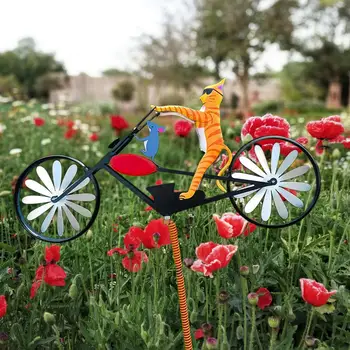 גן שבשבת אמנות פיסול יצירתי חיות רכיבה על אופניים טחנת הרוח ברזל רוח מיל על גינה חיצונית עיצוב החצר האחורית
