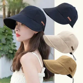 הגנת Uv כובע בלי איפור דייג כובע שמש נייד מתקפל שוליים רחבים, הגנה מפני שמש כובעי קיץ חם מתכוונן