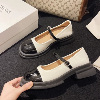 החדש של נשים נעלי עור צבע התאמת עיצוב מרי ג ' יין נעליים בסגנון קוריאני נעליים מזדמנים המפלגה Office ללבוש עיצוב נעליים