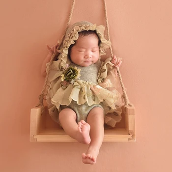 היילוד צילום נדנדה אביזרים - עבודת יד פרח חבל נדנדה לתינוק מאה ימי צילום