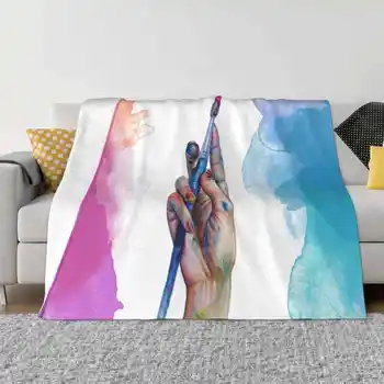 הצייר יד חם למכירה הדפסה גבוהה Qiality חם פלנל, שמיכה מקצוע צייר במכחול ביד משיכות צבע צבעוני