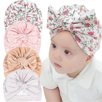 התינוק טורבן כובע כובע מצחייה בונט עם Bowknot תינוק בבית החולים כובעים קשר Headwraps טורבנים עבור התינוק הנולד פעוטות תינוקות