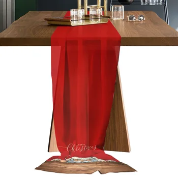 חג המולד הקיץ סנטה קלאוס באדום שיפון שולחן רץ עבור החתונה המלון העצום מפת שולחן מטבח ביתי תפאורה ואל שולחן רצים