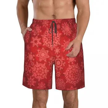 חג המולד שלג אדום של גברים מזדמנים הליכה קצרים שרוך חוף מכנסיים נוחות שטוח לפני קצרים S