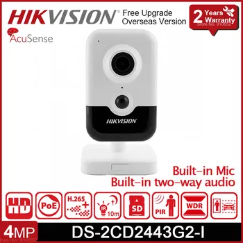 חדש Hikvision DS-2CD2443G2-אני 4MP AcuSense Mini Cube רשת, מצלמת IP אבטחה פו H. 265+ PIR מיקרופון מובנה אודיו דו-כיוונית