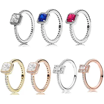חדש סטרלינג 925 טבעת כסף, רוז זהב נוצצים אלגנטיות נצחית זוהר קרח טבעת עם קריסטל לנשים מתנת תכשיטי אופנה