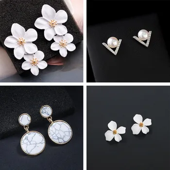 חדש קוריאני אופנה להשתלשל עגילים לנשים פרח לבן זרוק עגילים pendientes מתנה לשנה החדשה אופנה האוזן תכשיטים aretes