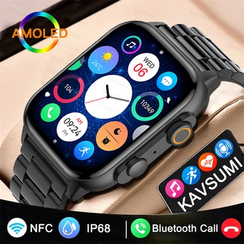 חדשות NFC Smartwatch גברים AMOLED HD מסך הצג תמיד את הזמן Bluetooth שיחה IP68, עמיד למים שעון חכם נשים ספורט כושר