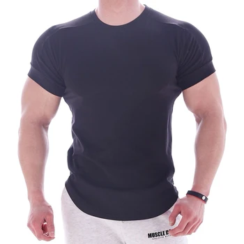 חולצות גברים גברים Crewneck Polyeste צוואר עגול פועל חולצות שרוול קצר עם שרוולים קצרים סלים גברים חסונים עם שרוולים קצרים