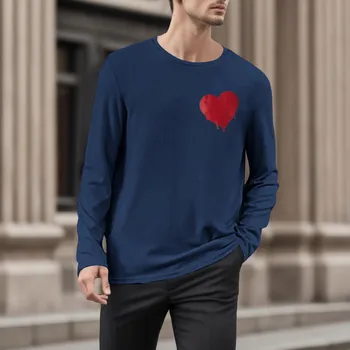 חולצת גברים של סתיו-חורף אופנה ופנאי 3D דיגיטלי כפול הדפסה כיף חולצה שרוול ארוך לעודד חולצות גברים