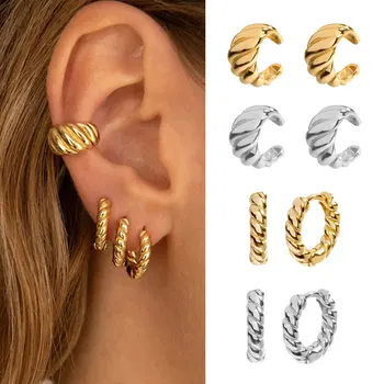 חישוק פירסינג, עגילים לנשים 2023 במגמת עבה שרוול אוזן קליפ סליל תנוך האוזן פירסינג צבע זהב עגיל תוספות תכשיטים בסגנון