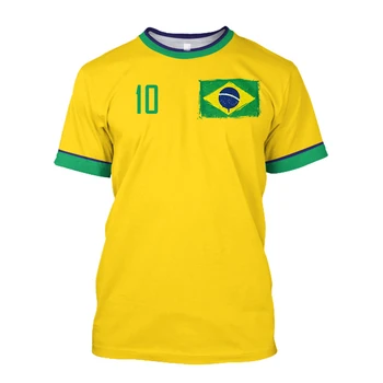 חמישה כוכבים ברזיל חולצת גברים ברזילאי דגל מבחר הכדורגל החולצה O-צוואר מנופחים שרוול קצר בגדי גברים חולצות Tees