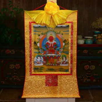 טיבט, הטיבטים בודהה הדפס משי צורך לדאוג Thangka Thanka Amitayus אריכות ימים בודהה