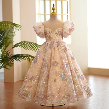 ילדים הנסיכה שמלת ילדה פרח חתונה קטנה בנות אור יוקרה באיכות גבוהה פסנתר ביצועים שמלות נערים השמלה.