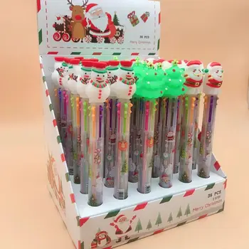 יצירתי עט כדורי 36pcs Kawaii בסגנון חג המולד 6 צבעים לחץ על העט התלמיד ללמוד כתיבה חמוד לילדים ציור כלים
