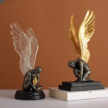 יצירתי שרף להבין את הפסל אנג ' ל כנפי זהב ציפור הזהב סימולציה פיסול מלאכת קישוט הבית באביזרים