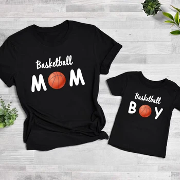 כדורסל אמא חולצות אמא בן התאמת בגדים המשפחה חולצה אמא ואני תלבושות נשים ילדים חולצת טי התינוק הפעוט בגד גוף