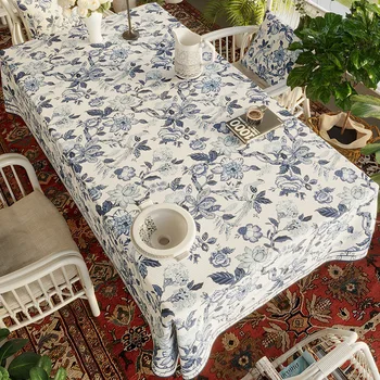 כחול ולבן פורצלן מפת שולחן תה בד פסטורלי מלבני המפה מתקדם סינית בסגנון רטרו המפה