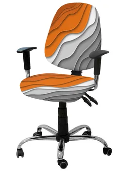 כתום אפור צבע גיאומטריים מופשטים אלסטי כורסה כיסא המחשב כיסוי נשלף כיסא משרדי לכיסוי פיצול מושב מכסה