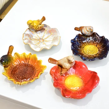 מאפרת יצירתית קרמיקה צבע הצמח דוגמנות חדש בסגנון סיני זיגוג כבשן מפתח אחסון לסבון פירות מגש המקומי קישוטים