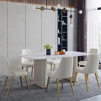 מודרני גדול שולחן אוכל להגדיר זהב לבן יוקרה להשלים האוכל מסוף שולחנות כיסא איטלקי Juegos De Comedor האוכל רהיטים