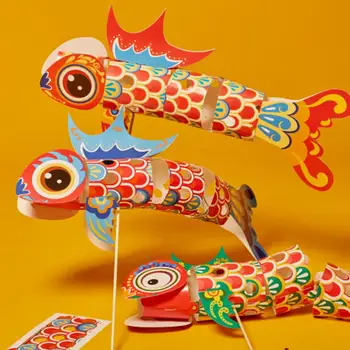 מזל דגים פנס ערכת Diy עשה זאת בעצמך פנס מלאכה להגדיר בעבודת יד בסגנון סיני פנסי נייר מזל דגים קוי פיש-עיצוב אמצע הסתיו
