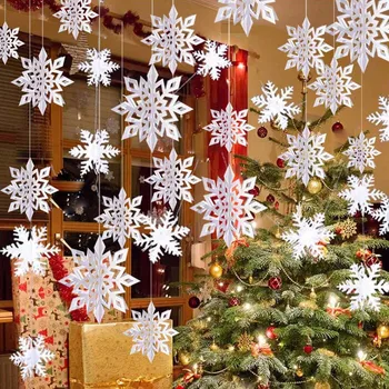 מלאכותי פתיתי שלג נייר גרלנד חורף קפוא מפלגה תפאורה שלג חג המולד קישוט הביתה יום הולדת שמח קישוטי עץ