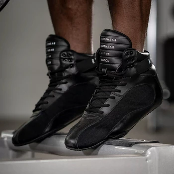 מקצועי גברים נעלי היאבקות שחור לבן ספורט גברים נעלי מעצבים נעלי אגרוף MensHigh העליון נעלי ההתעמלות אדם
