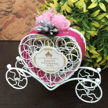 מתכת קופסאות הממתקים לחתונה קישוטים למסיבה שקיות מתנה עם סרטים פרח מזכרות, מתנה לאורחים, כרכרה זרוק משלוח