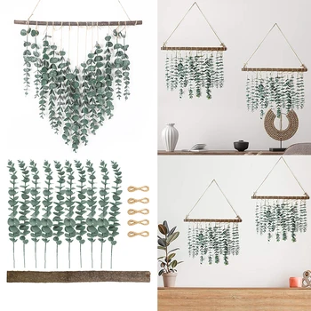 נורדי אקליפטוס ירק עלים צמח מלאכותי אקליפטוס תלוי עץ ענף קיר בעיצוב חדר האמבטיה עיצוב חדר השינה