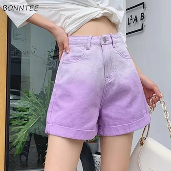 נשים מכנסיים קצרים עיצוב אטרקטיבי שיפוע יומי פופולרי אופנת רחוב Ulzzang תלמידים כל-התאמה פשוטים הפנאי החדש נפוצות בקיץ