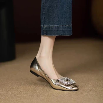 נשים נעלי נשים נעליים שטוחות מעור אלגנטי אישה נעלי נעליים רדוד נעלי נשים פאטאל